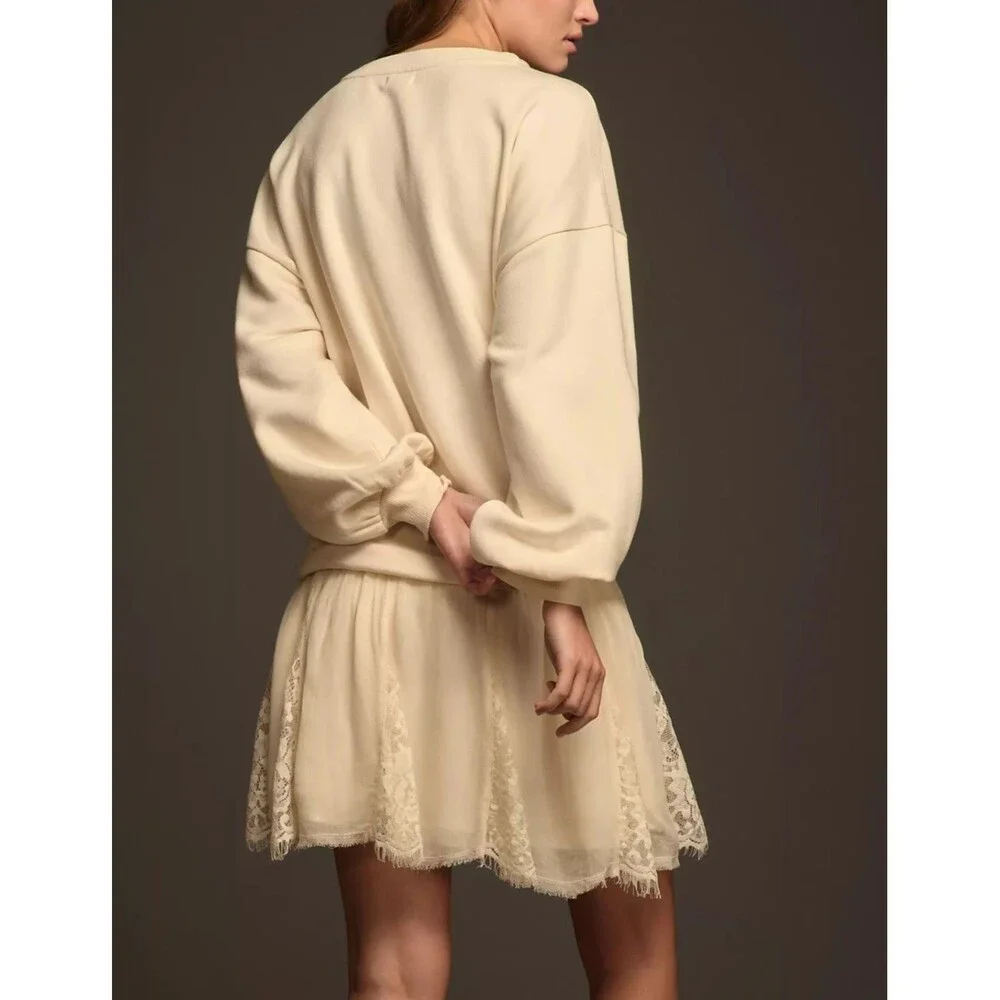 By Anthropologie Pilcro Sweatshirt Twofer Mini Dress Oversized Trendy XS 288458